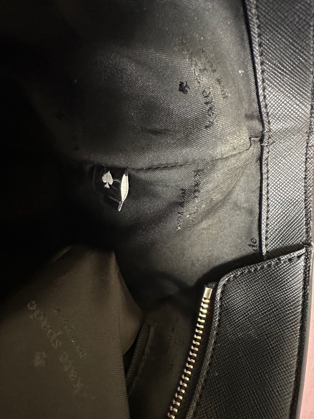 ##122, Kate spade Black Leather Tote with Gold Logo - Picture 6 of 10